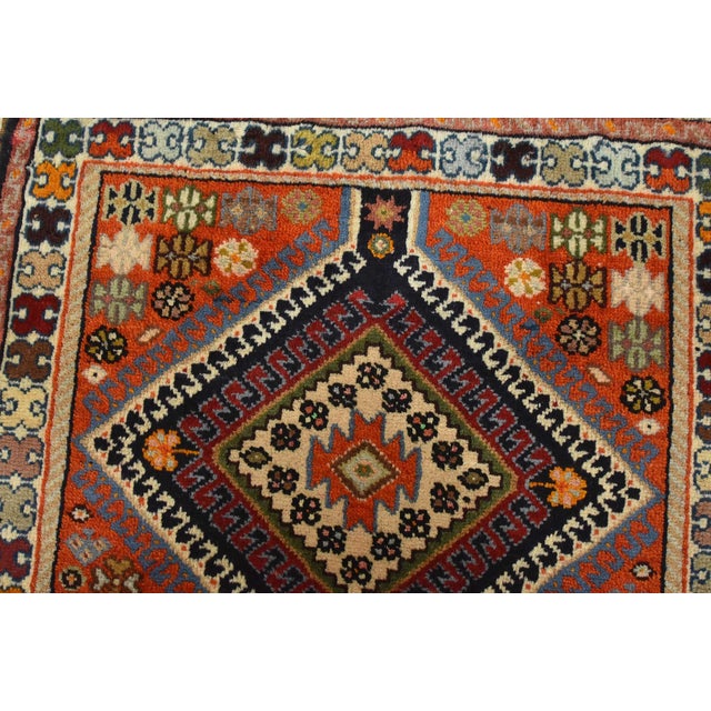 1990s Yalameh Rug 2’1” X 3’3” Orange Wool Vintage Tribal Hand-Knotted Carpet For Sale - Image 5 of 8