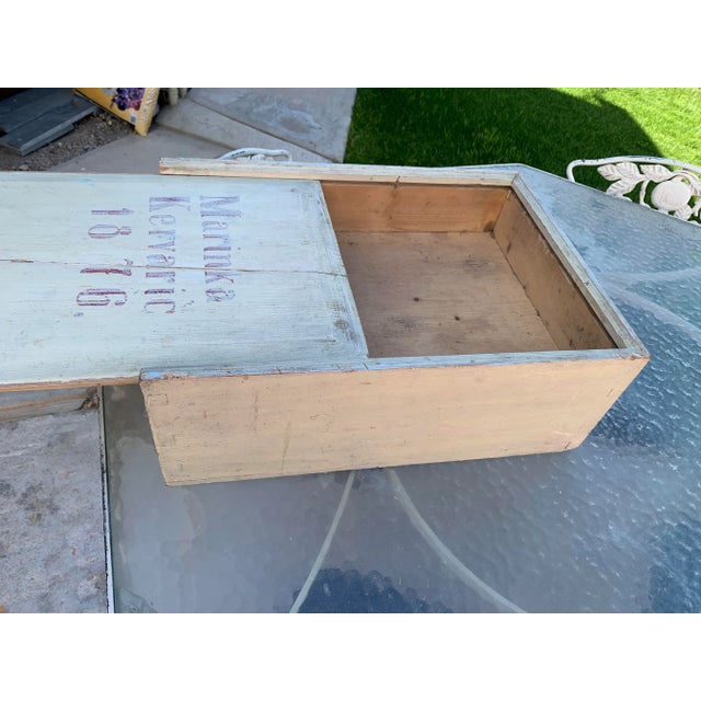 Farmhouse Antique Primitive French Pine Document Box Old Paint For Sale - Image 3 of 12