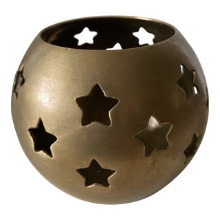 1960s Brass Star Candle Holder For Sale
