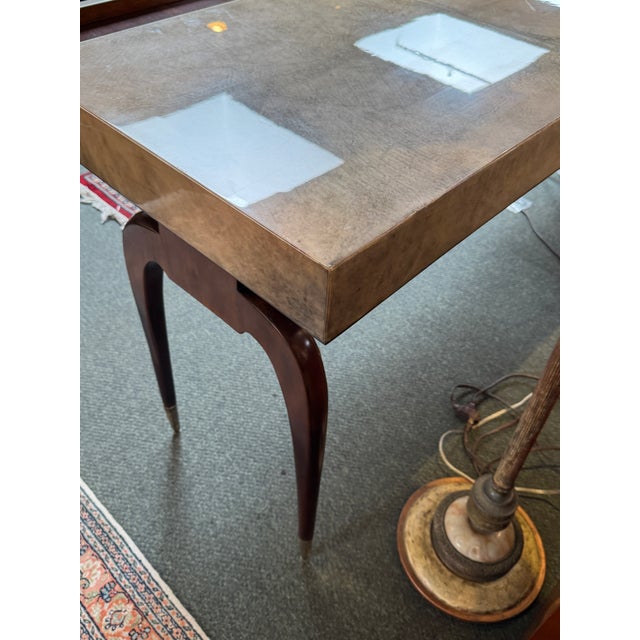 Gray Luxurious Desk With Granite Laminate + Walnut Legs For Sale - Image 8 of 12