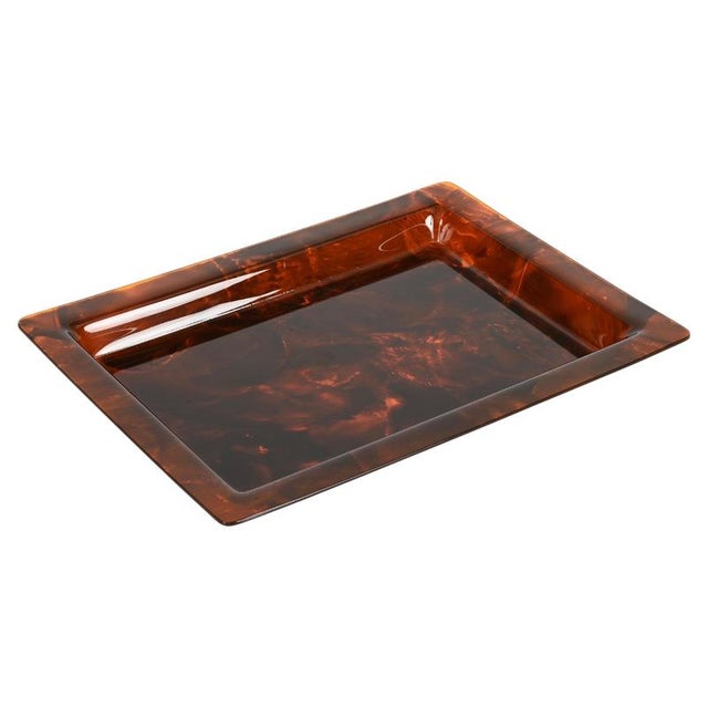 Rectangular Tortoiseshell Effect Acrylic Serving Tray by Christian Dior, Italy, 1970s For Sale - Image 17 of 17