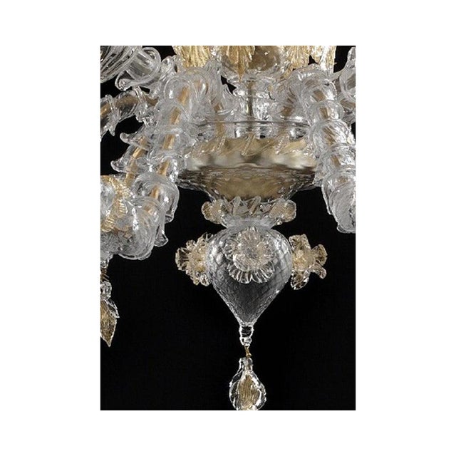 Transparent and Gold Murano Glass Chandeliers by Simoeng, Set of 2 For Sale - Image 12 of 18