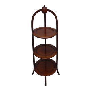 Nathan Margolis Mahogany Three Tiered Etagere Dessert Stand -Signed Harold Margolis For Sale
