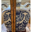 Ceramic Mid 20th Century Large 10.5" Chinese Blue & White Moon Flask Vase & Stand - Phoenix & Peony Decor For Sale - Image 7 of 10