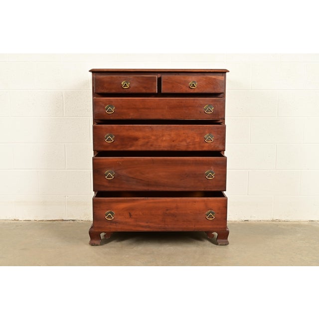 Mid 20th Century Stickley American Colonial Solid Cherry Wood Highboy Dresser | Circa 1950s For Sale - Image 5 of 13