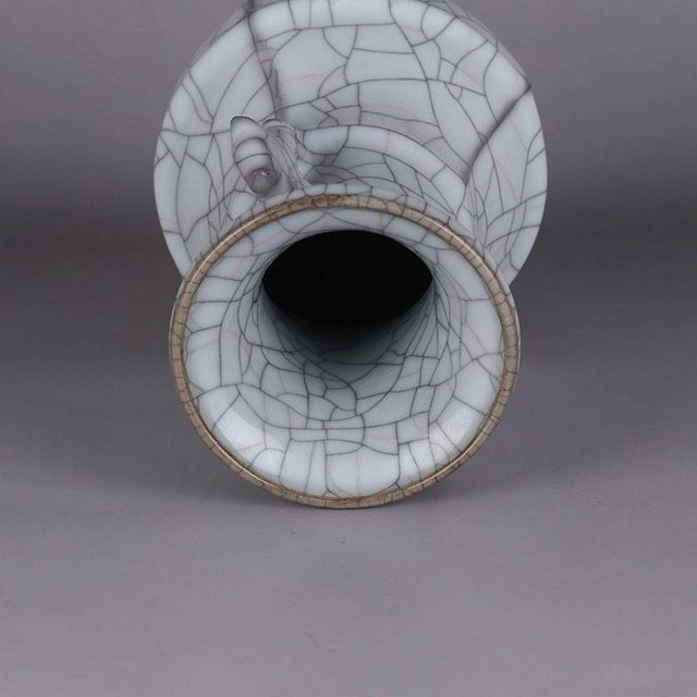 Chinese Ceramic Vase Guan Ware Crackle Glaze Celadon Double Ears Vase For Sale In Seattle - Image 6 of 11