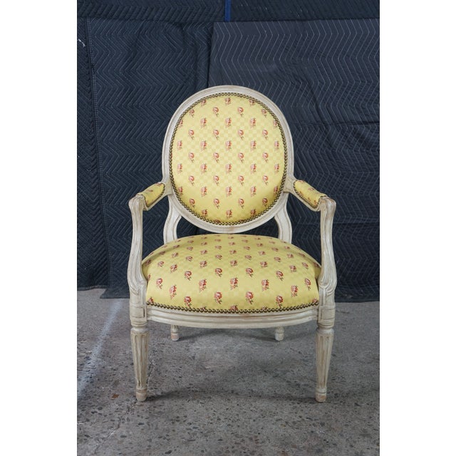 Minton-Spidell 2 Late 20th Century Minton Spidell Neoclassical George III Style Balloon Back Open Arm Chairs Pair For Sale - Image 4 of 18