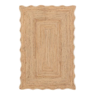 White Wave Scallop Edge Jute Rug 2x4Ft. For Sale