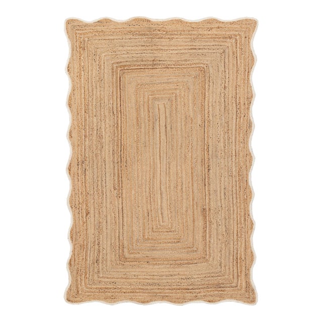 White Wave Scallop Edge Jute Rug 2x4Ft. For Sale