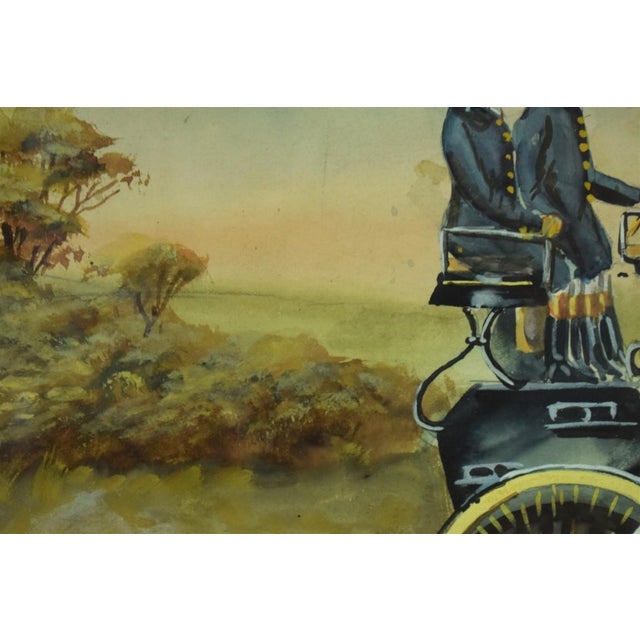 Coaching Watercolour W/ Gouache by h.w Standing 1930 For Sale In New York - Image 6 of 8