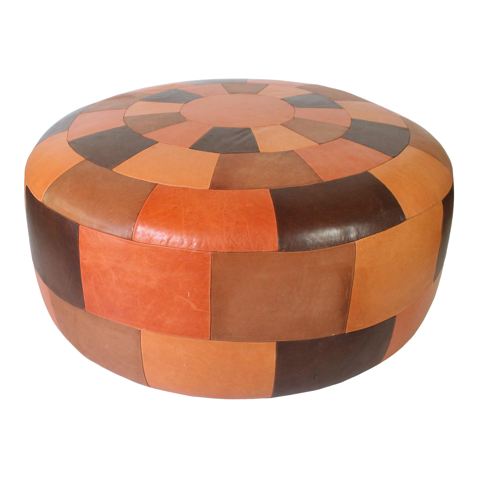 Oversized Vintage Patchwork Leather Ottoman Chairish