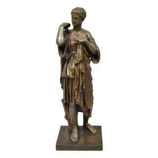 Antique 19th C. Ferdinand Barbedienne Bronze Diana Gabies Statue Sculpture For Sale