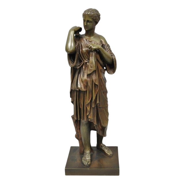 Antique 19th C. Ferdinand Barbedienne Bronze Diana Gabies Statue Sculpture For Sale