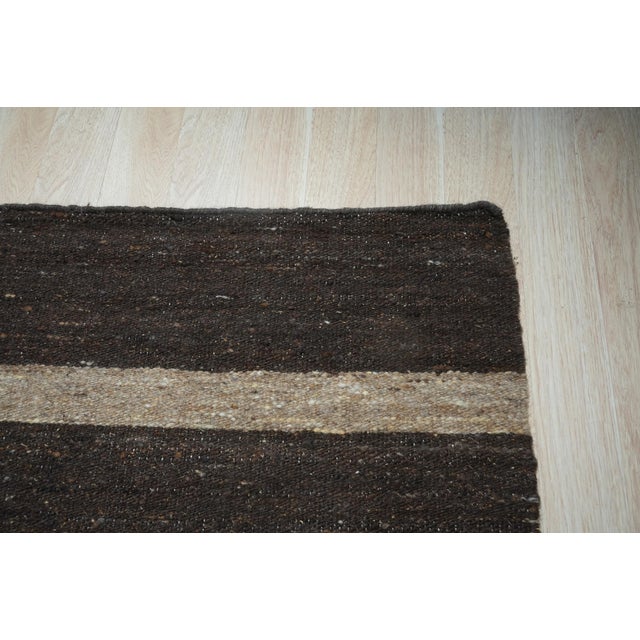 Textile 9x12 Violet Artistic Brown Kilim Open Field Modern Flatweave Wool Carpet Rug For Sale - Image 7 of 9