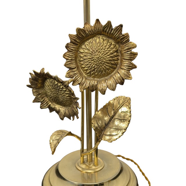 Brass Sunflower Table Lamp For Sale - Image 6 of 8
