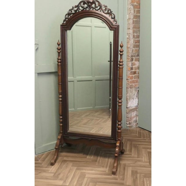 Carved Cheval Dressing Mirror, 1900 For Sale - Image 6 of 7