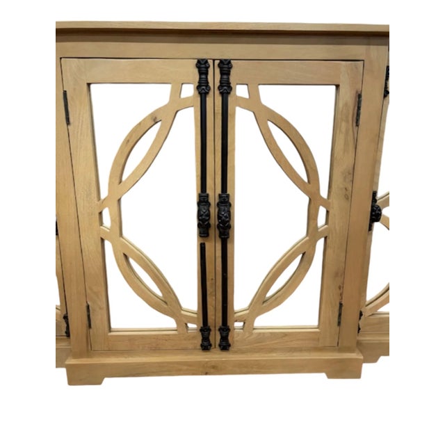 Rustic 4 Mirror Door Breakfront Credenza Buffet Server For Sale - Image 4 of 5