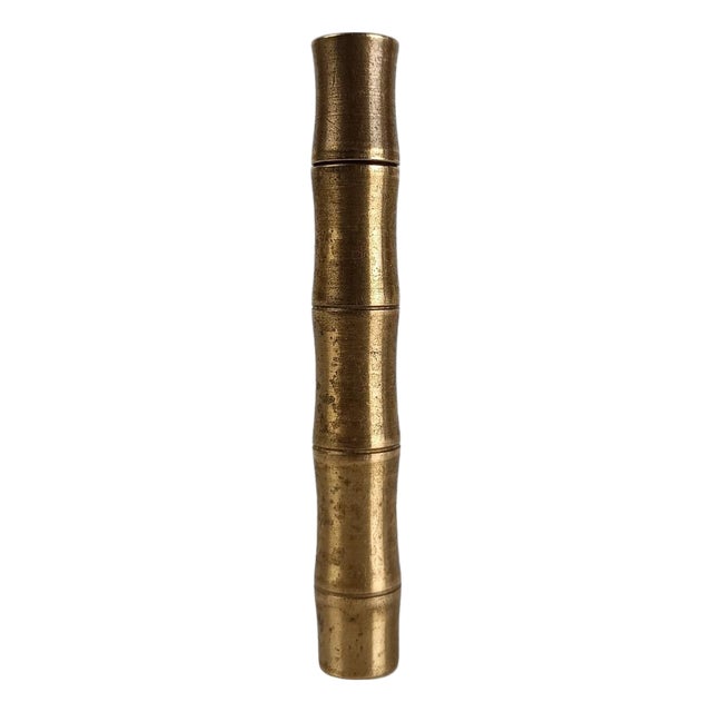 Vintage Brass Faux Bamboo Pocket Lighter For Sale