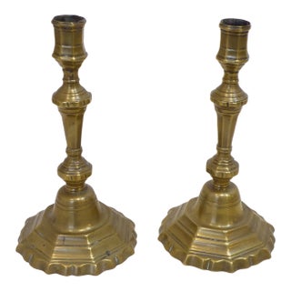 18th Century French Brass Candlesticks - A Pair For Sale