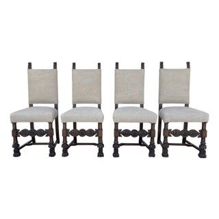 19th Century Tudar Revival Dining Chairs Set of 4 For Sale