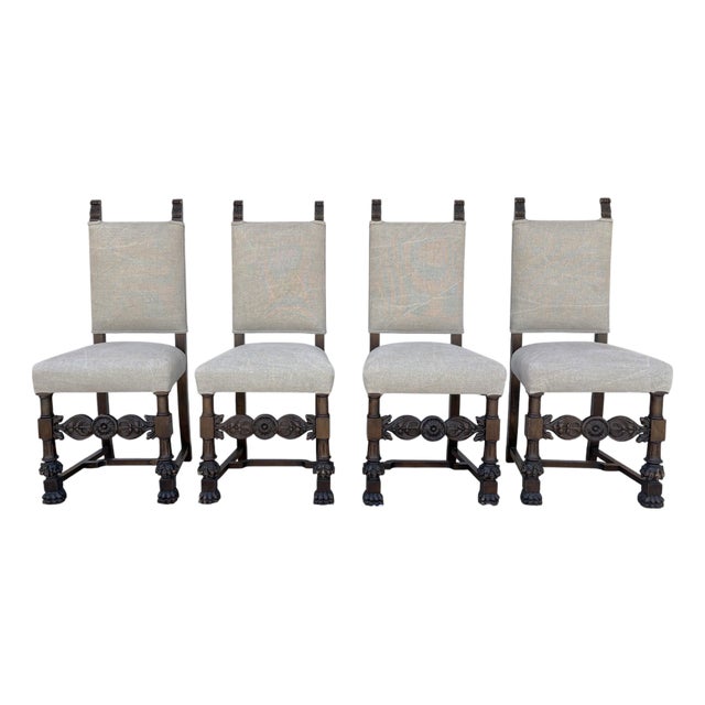 19th Century Tudar Revival Dining Chairs Set of 4 For Sale