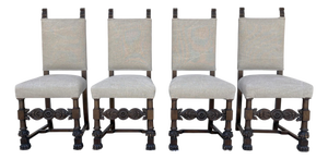 19th Century Tudar Revival Dining Chairs Set of 4