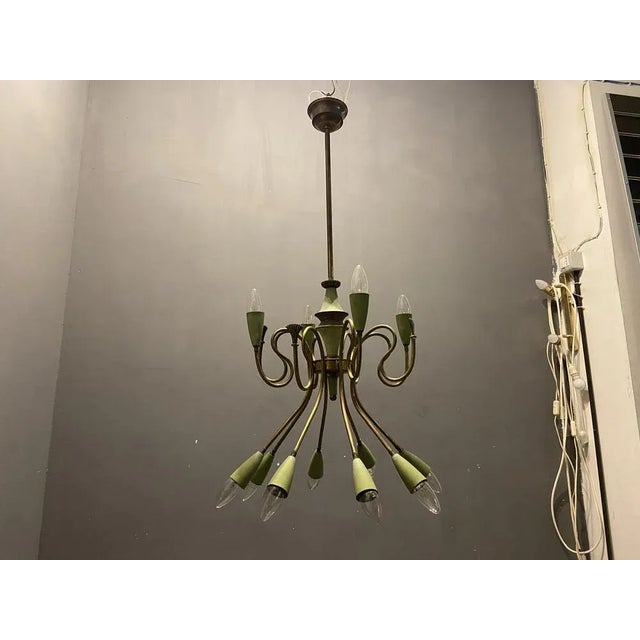 Italian Bronze Chandelier from Stilnovo, 1950s For Sale - Image 3 of 10