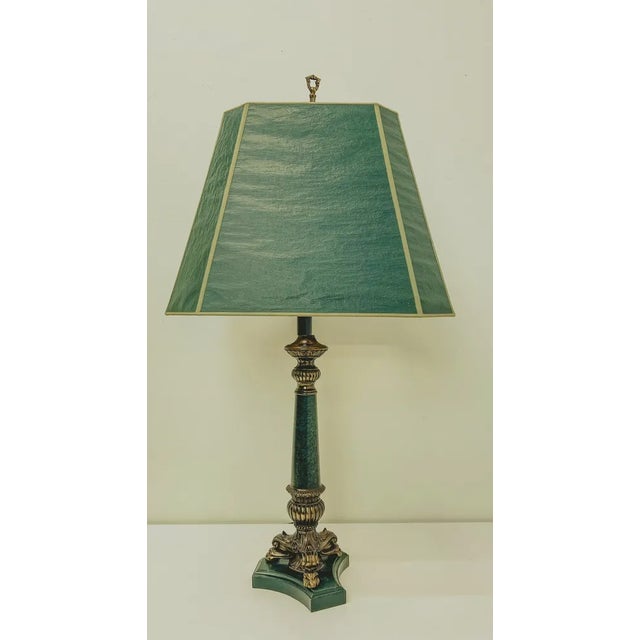 Large Empire Table Lamp in Green and Dark Gold, 1970s For Sale - Image 12 of 13
