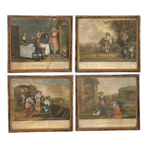 Four Francesco Bartolozzi Color Stipple Engravings, Months, After William Hamilton