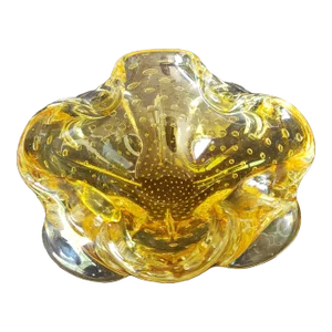 1950s Murano Italian Glass Bowl in Amber