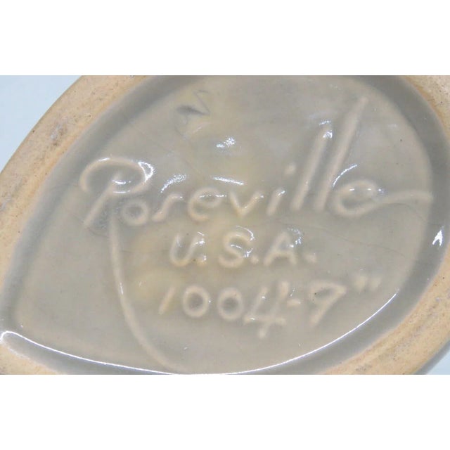 Ceramic Roseville 1004-9 Mayfair Mid Century Art Deco Tan Pottery Ceramic Vase For Sale - Image 7 of 13