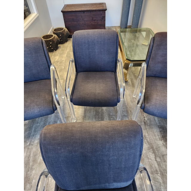 Metal 1970s Leon Rosen for Pace Collection Style Lucite Dining Chairs - Set of 6 For Sale - Image 7 of 14
