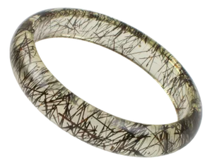 Lucite Bracelet Bangle Copper and Black Metallic Thread Inclusions