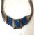 Native American Style multi-strand liquid silver necklace features an azurite-malachite center pendant