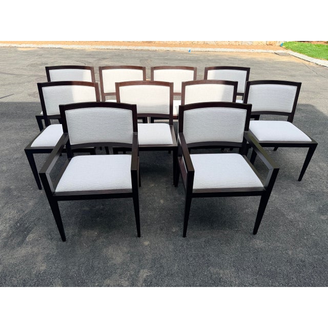 Contemporary Set of 10 Bolier Custom Upholstered Dining Chairs For Sale - Image 3 of 13