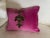 Abstract Mid 19th Century Italian Hand Embroidery Pillow With Metal Gold Wire on Magenta Velvet For Sale - Image 3 of 7