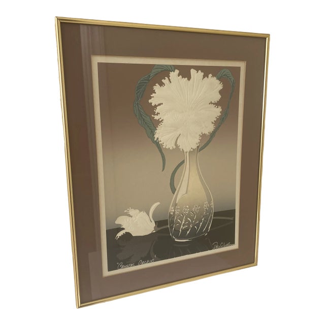 Vintage Roy Williams Embossed Floral Art Work 1985. Signed For Sale