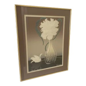 Vintage Roy Williams Embossed Floral Art Work 1985. Signed