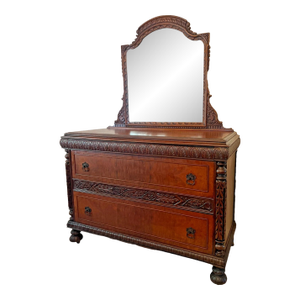 Antique Sideboard, Buffet, Console, Hand Carved, Mirror, Renaissance Revival