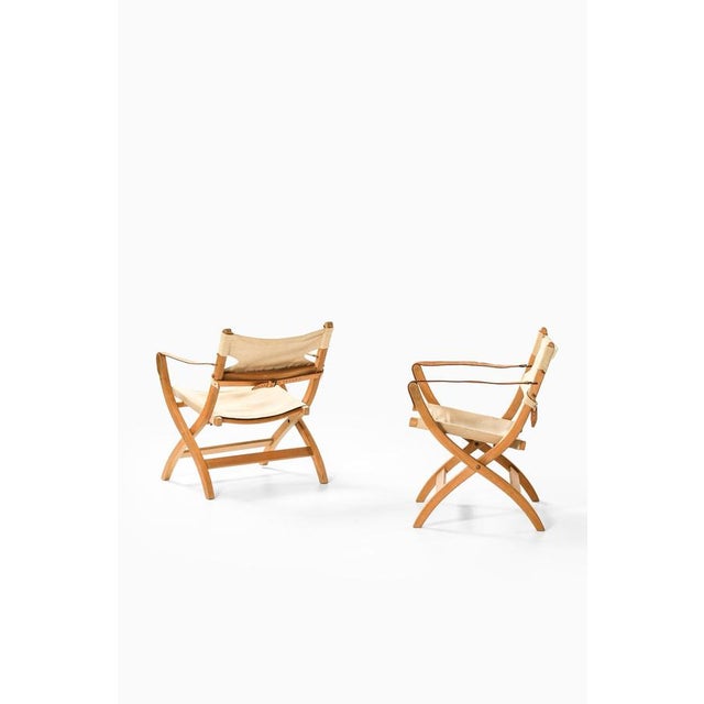 Poul Hundevad Safari Easy Chairs in Beech and Leather by Poul Hundevad, 1950s, Set of 2 For Sale - Image 4 of 9