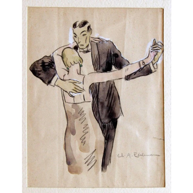 Hand signed. China ink, watercolor and white lead drawing.