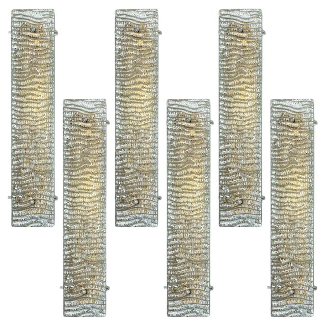 Structured Glass and Brass Wall Light from Kaiser, 1960s For Sale