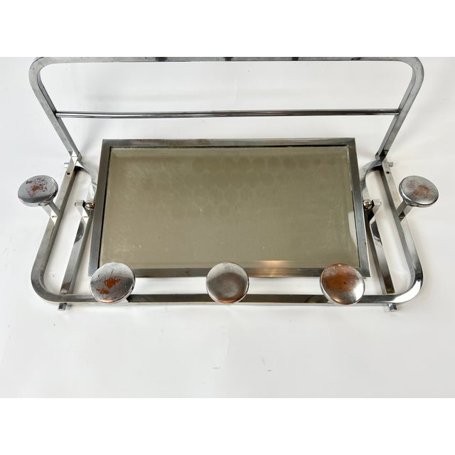 Antique French Art Deco Coat Rack with 5 Hooks, Mirror and Shelf, 1920s For Sale - Image 10 of 13