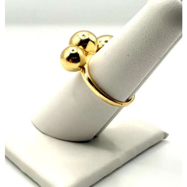 Metal Modernist Triple Sphere Ring in 18k Yellow Gold For Sale - Image 7 of 7