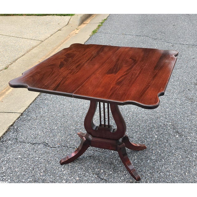 Late 19th Century Late 19th Century Lyre Base Mahogany Fold Top Card Table Game Table For Sale - Image 5 of 7