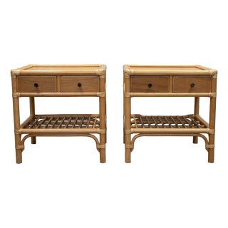 Swedish Manilla Bamboo Nightstands by Kenneth Bergenblad for Dux, 1970s, Set of 2 For Sale