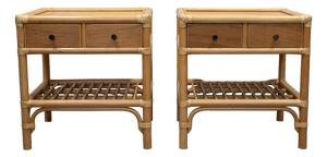 Swedish Manilla Bamboo Nightstands by Kenneth Bergenblad for Dux, 1970s, Set of 2