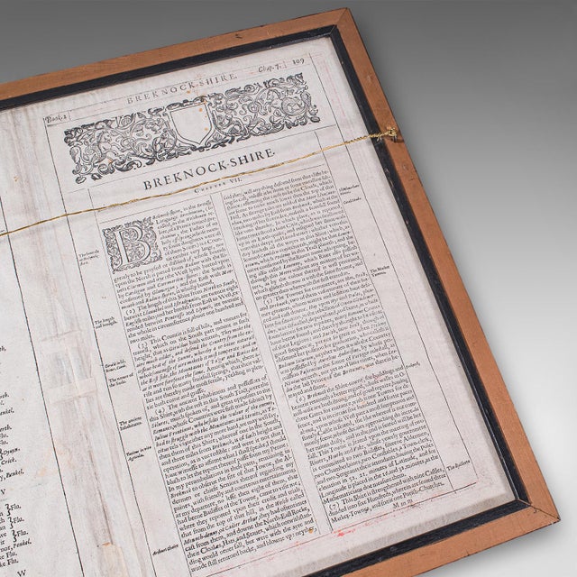 Antique Map of Breconshire, English, Framed, John Speed, Dual Sided, Circa 1627 For Sale - Image 11 of 12