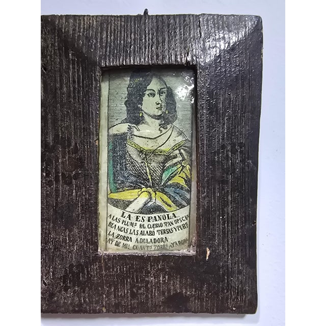 Antique engraving dated 1758, framed in its original wooden frame. Origin: Madrid, Spain. Condition: Well-preserved with...