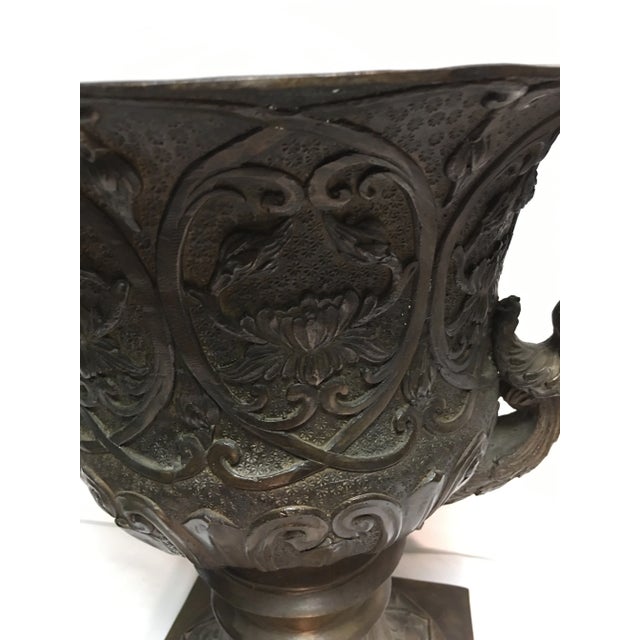 Vintage Bronze Garden Urn For Sale - Image 4 of 12
